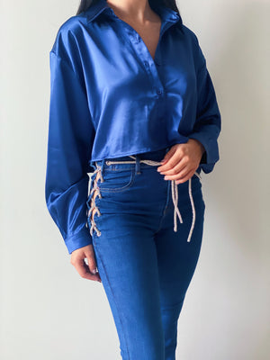 Royal Blue Satin Top