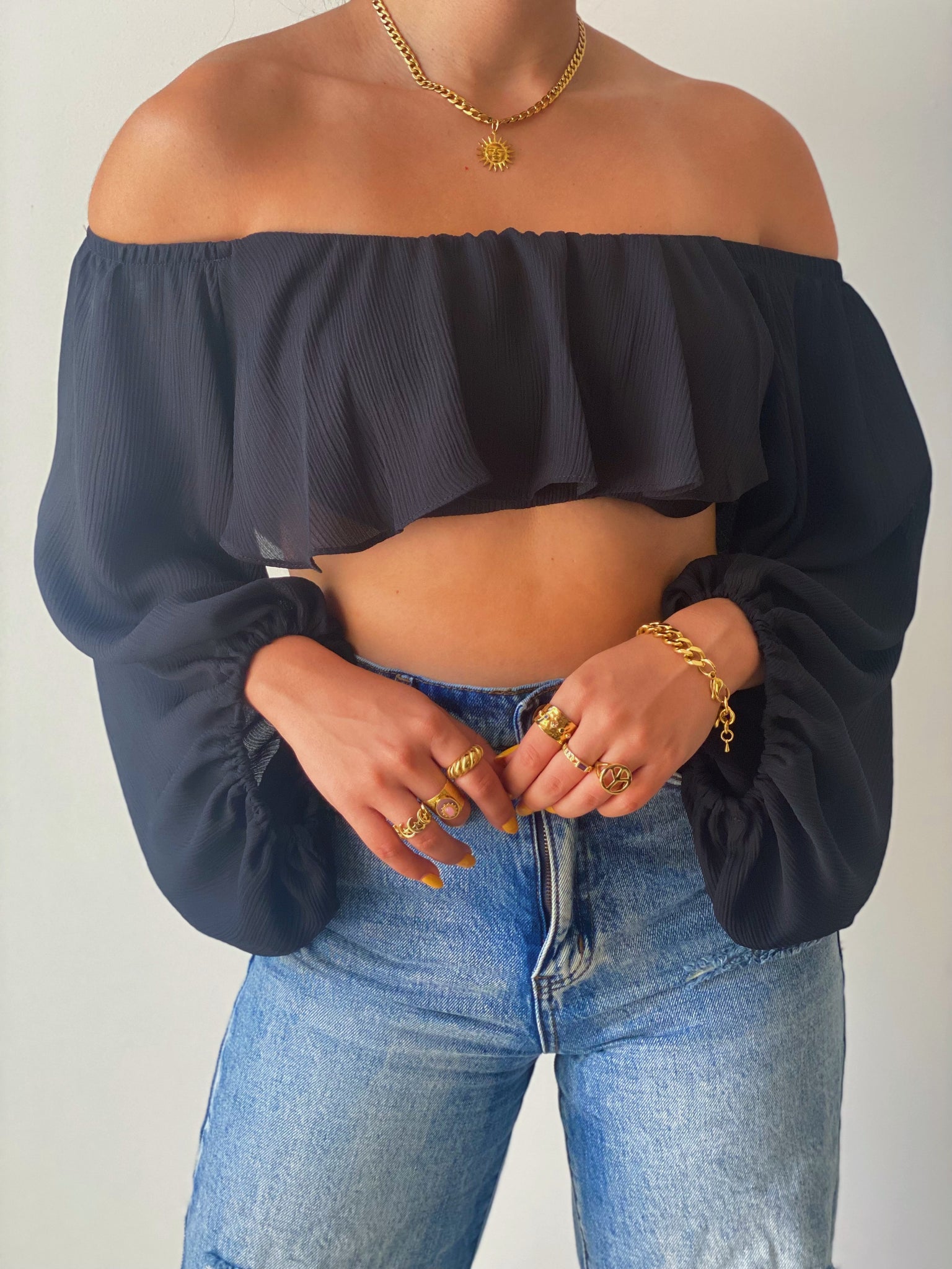 Off Shoulder Black Top