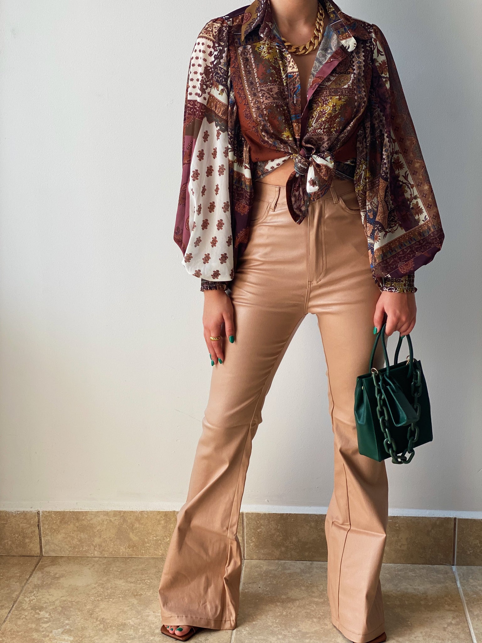 Leather Pant in Camel