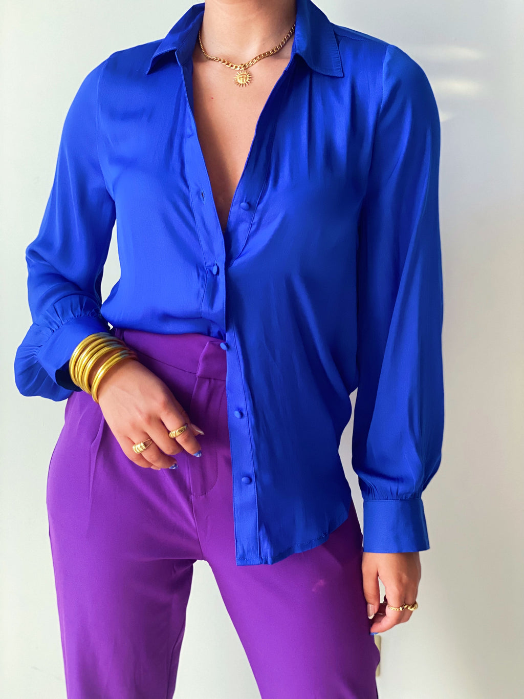 Royal Blue Button Down Top