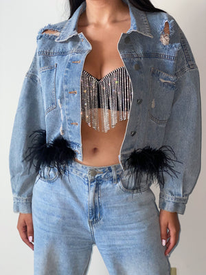 Bel Air Feather Jean Jacket