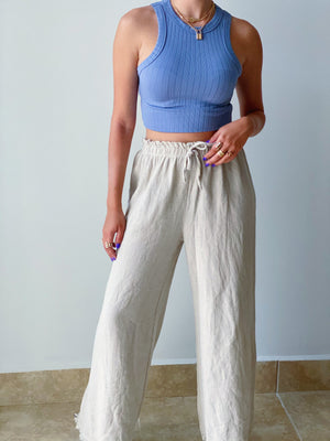 Linen Elastic Waist Pants