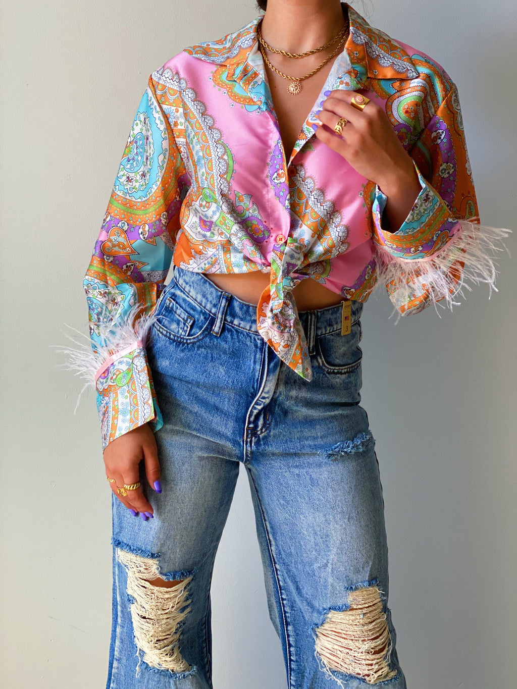 Summer Romance Feather Blouse