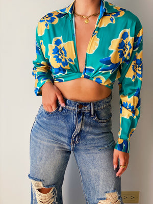 Flower Power Top in Teal