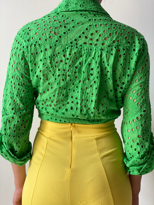 Green is the New Black Eyelet Top