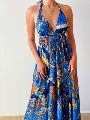 Tropical Gal Maxi Dress in Blus