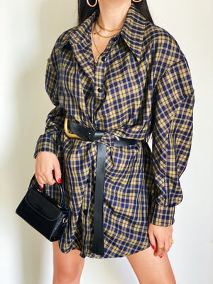 Plaid Oversized Shirt Dress