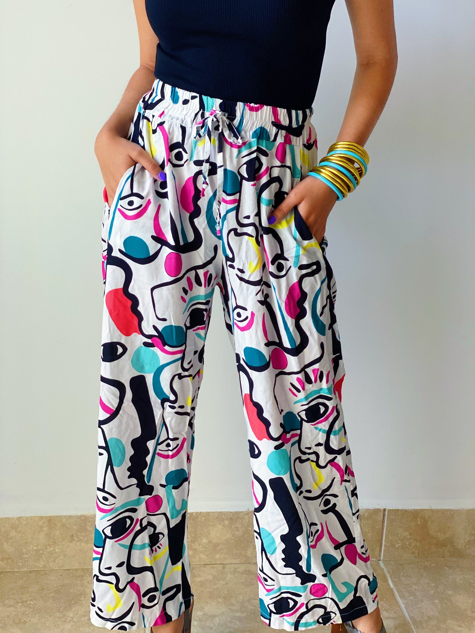 Drawstring Abstract Art Pant