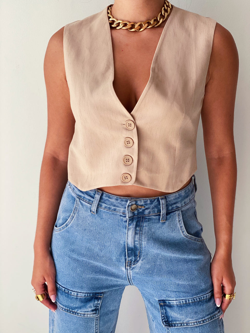 Back to Business Vest in Beige