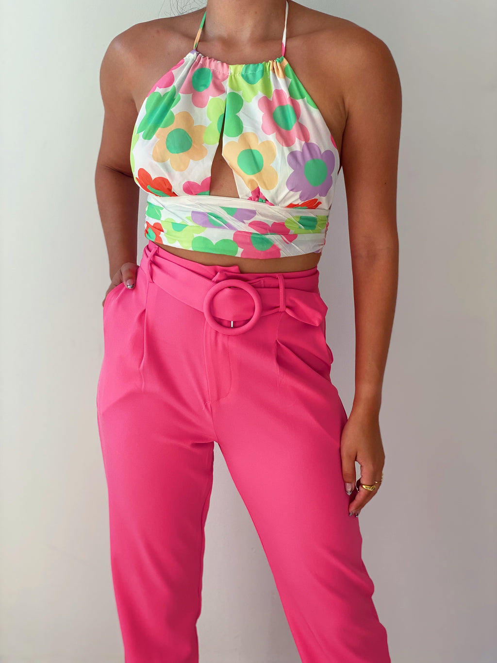 Working Girl Belted Bottoms in Pink