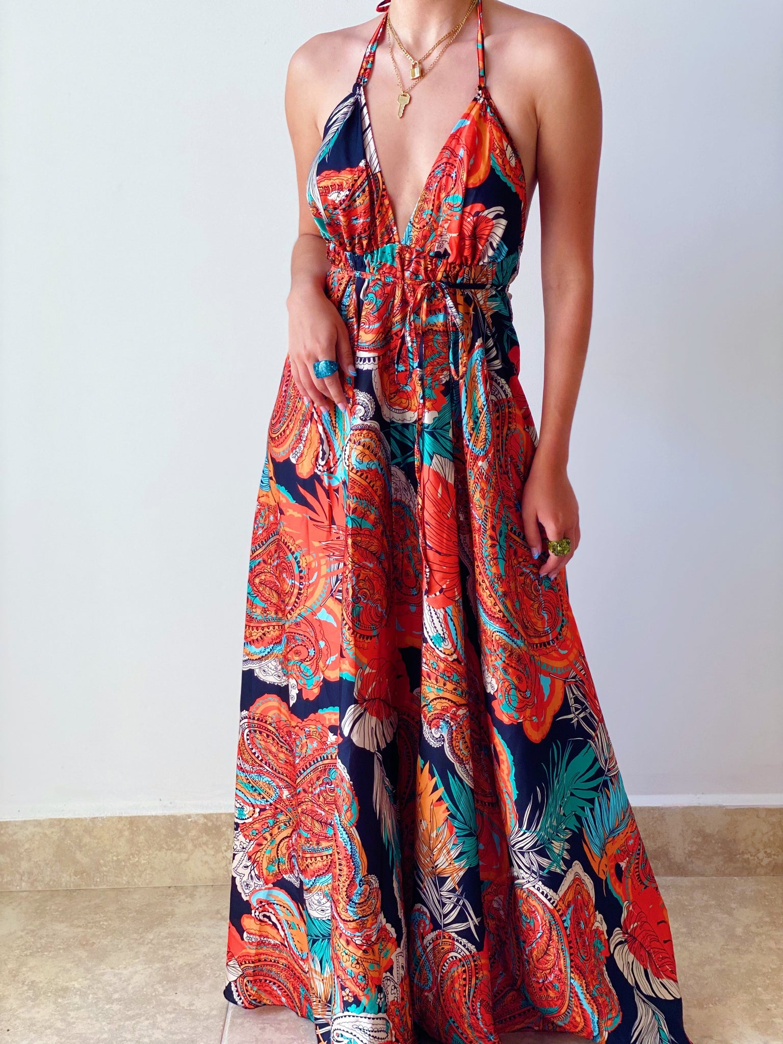 Tropical Gal Maxi Dress in Orange