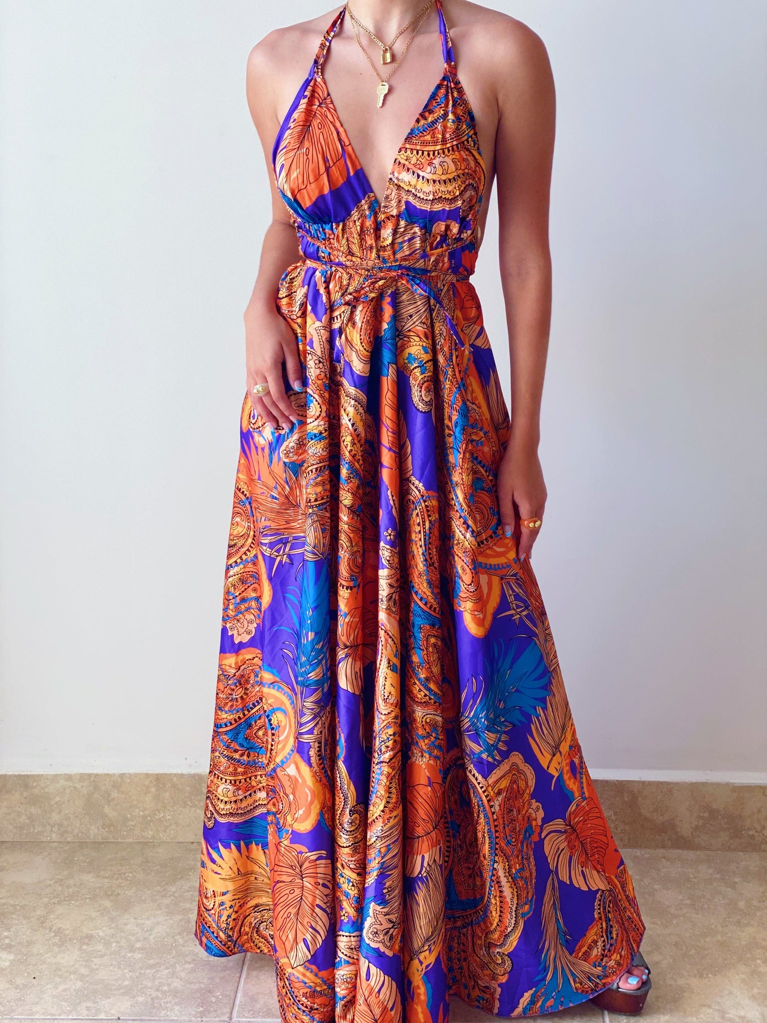 Tropical Gal Maxi Dress in Purple