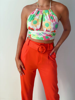 Working Girl Belted Bottoms in Orange