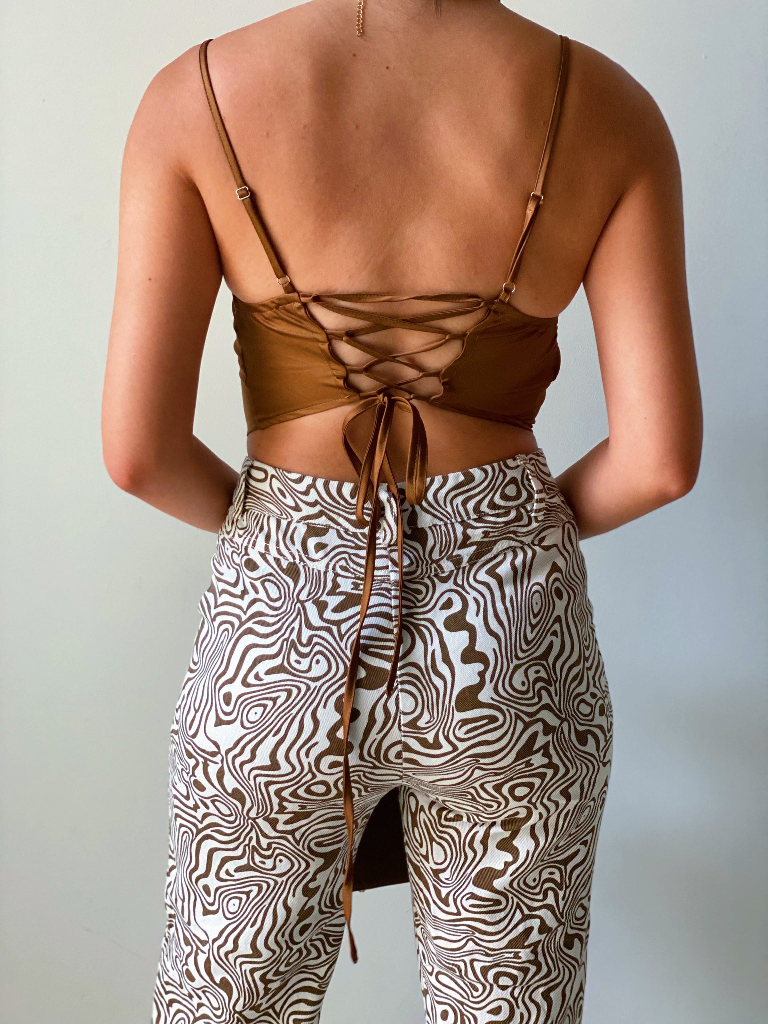 Chocolate Mocha Satin Crop Top