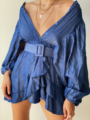 Denim Bubble Sleeves Dress