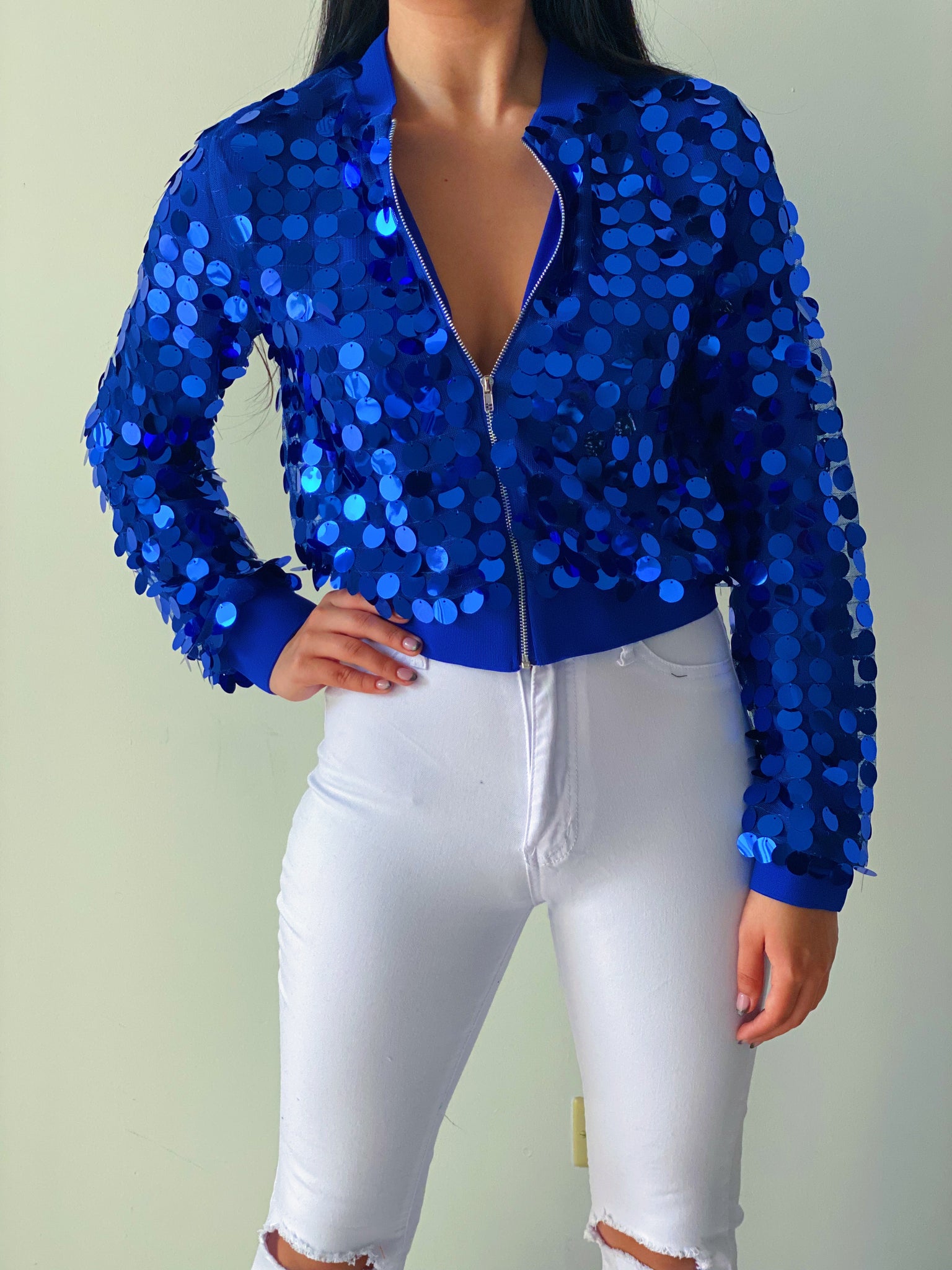 Blue Sequins Jacket