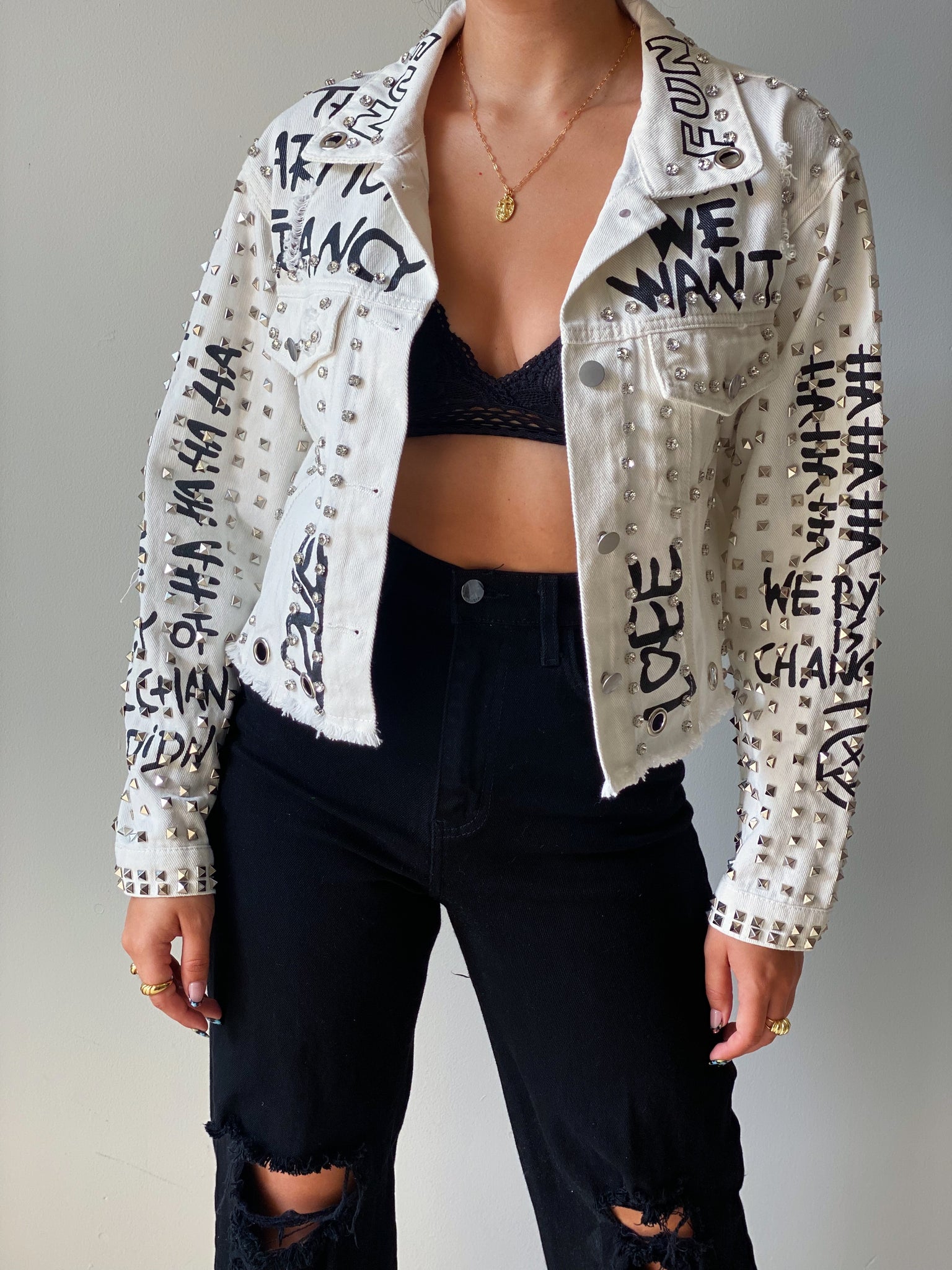 Rock of Ages Jean Jacket in White