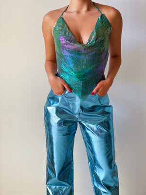 Disco Ball Top in Rainbow Sage