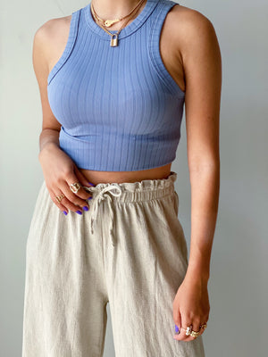 Basic Ribbed Blue Top
