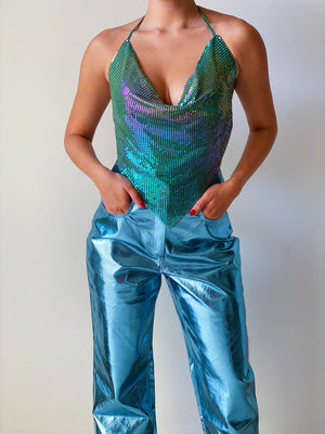 Disco Ball Top in Rainbow Sage