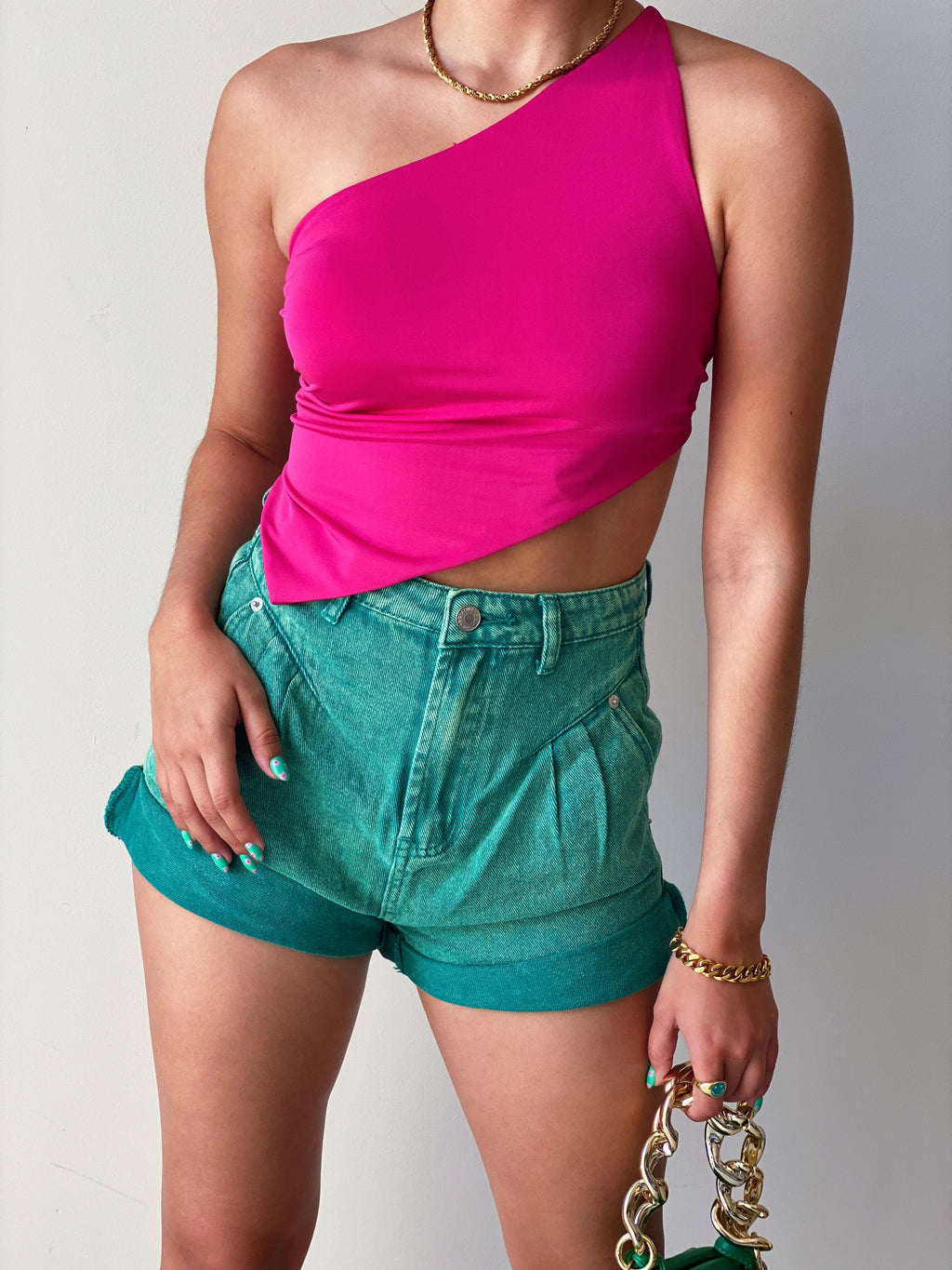 Green Denim Short