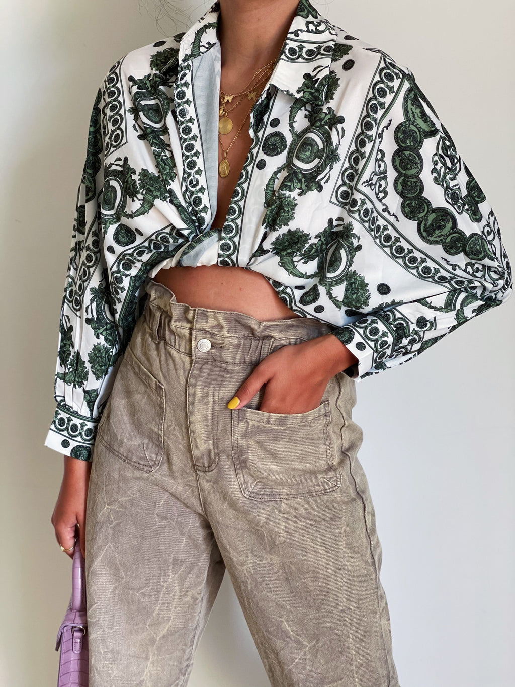 Styles Button Down Top in Green