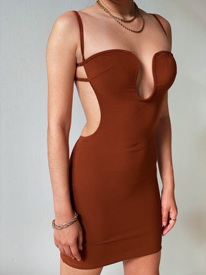 Mocha Latte Open Back Dress