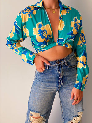 Flower Power Top in Teal