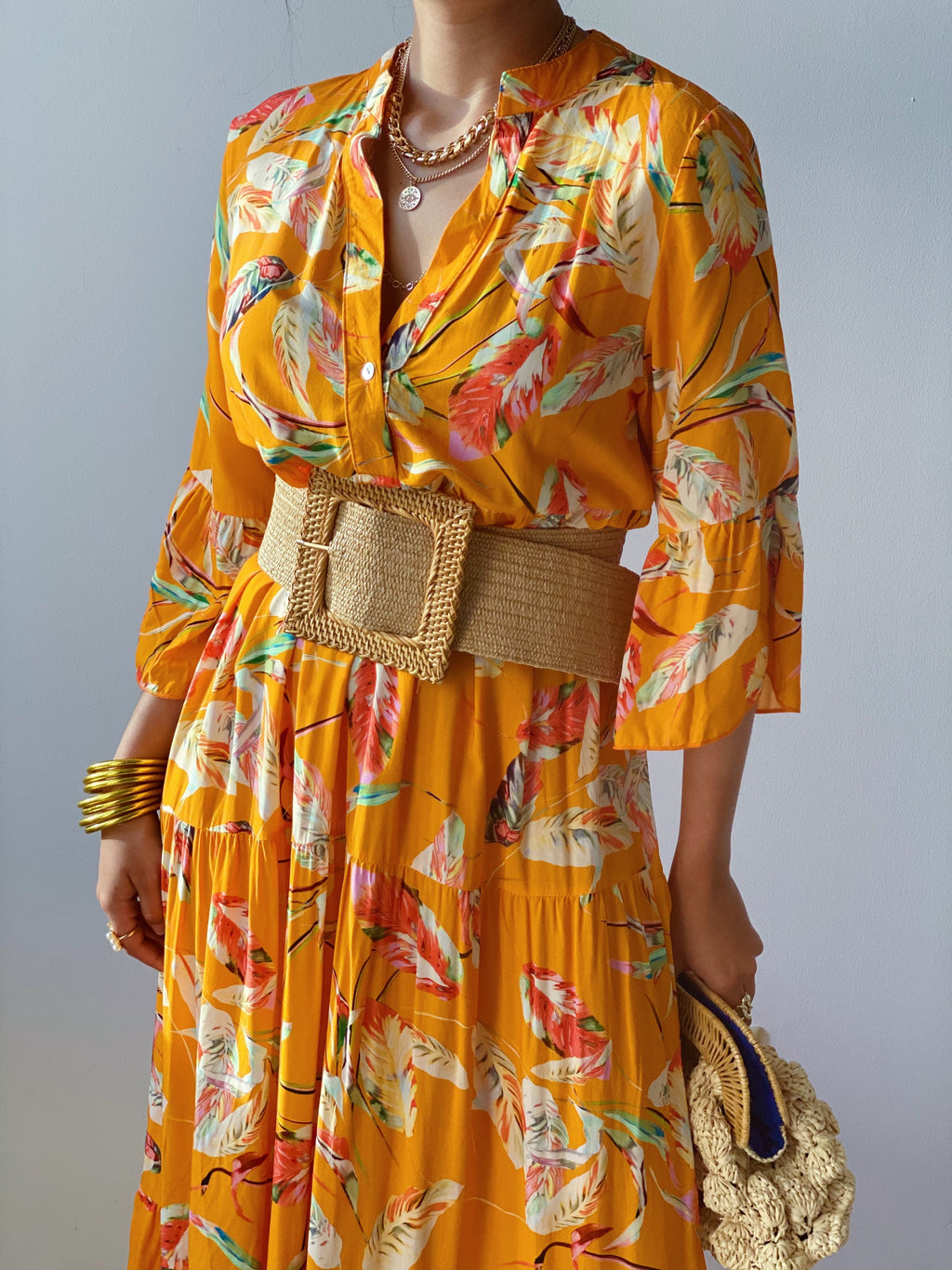 Tangerine Floral Maxi Dress