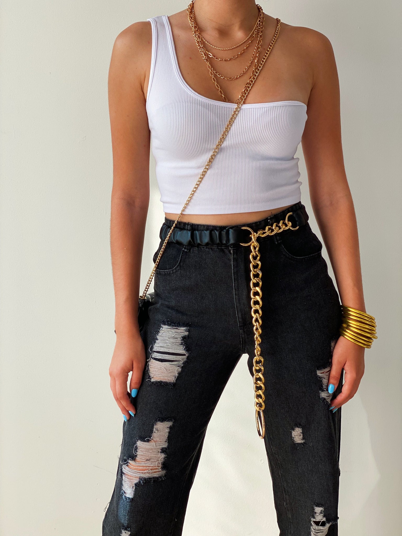 Dark Ripped Jogger Mom Jeans