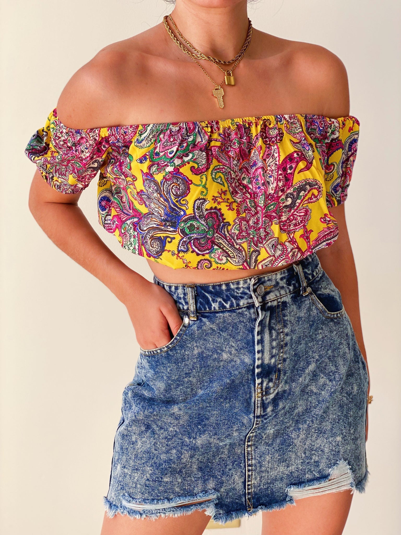 Cartagena Off Shoulder Crop Top