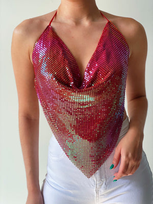 Disco Ball Top in Red