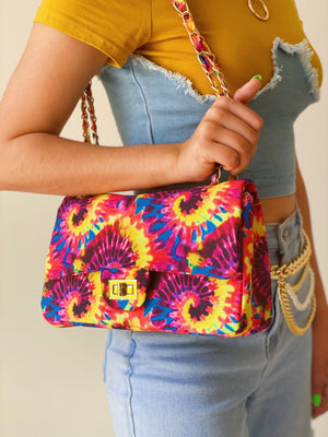 Coral Neon Tie Dye Purse