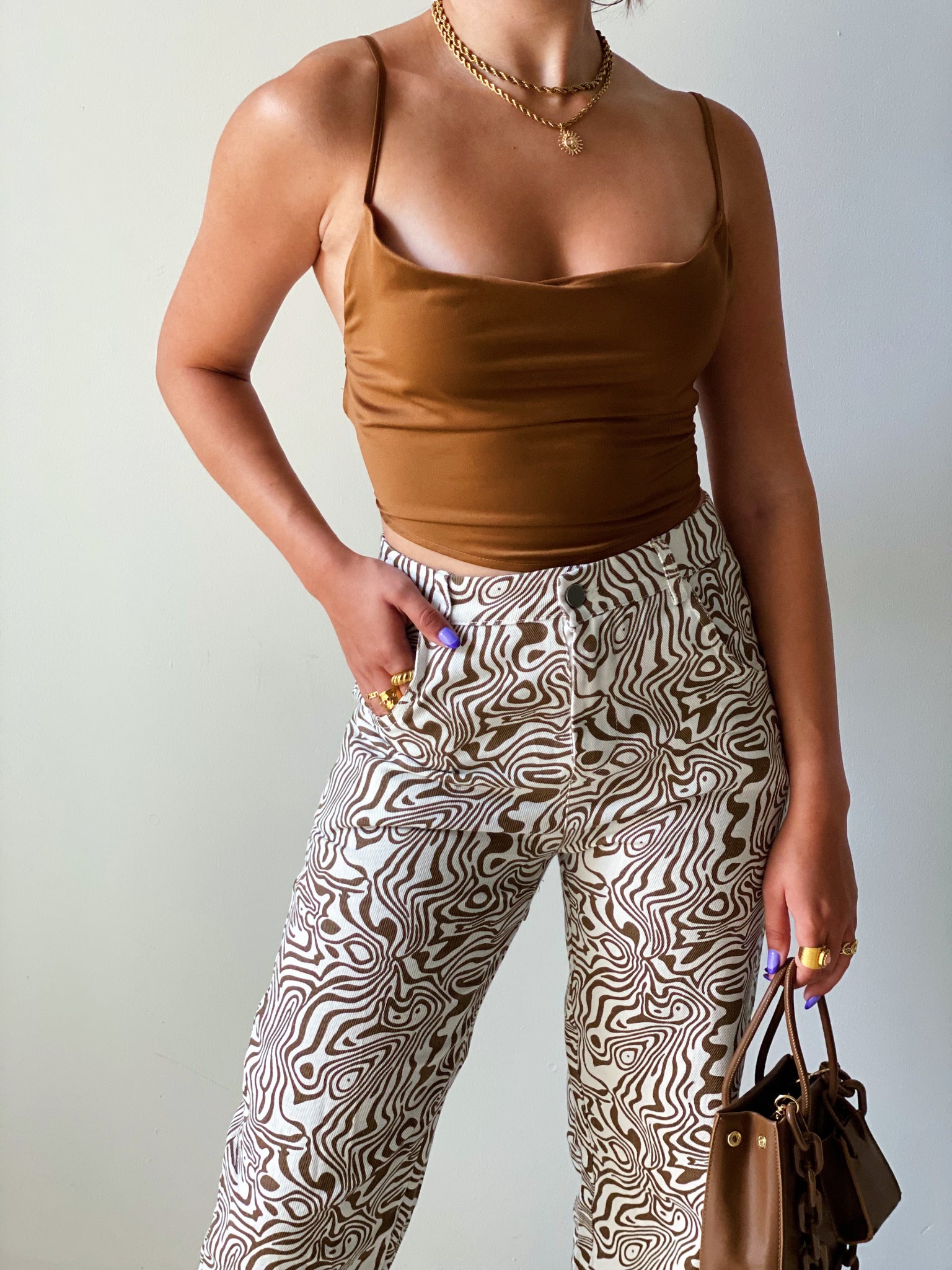 Chocolate Mocha Satin Crop Top