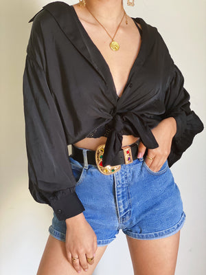 Classic Black Button Down Blouse