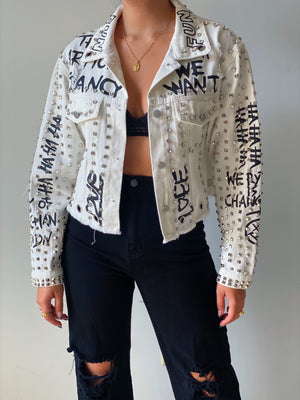 Rock of Ages Jean Jacket in White