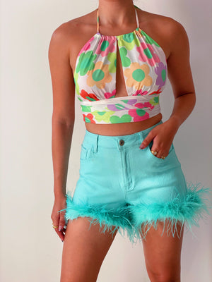 Drama Queen Shorts in Aqua