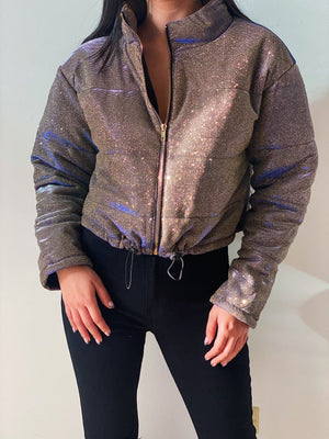 Puffy Glittery Jacket in Gold