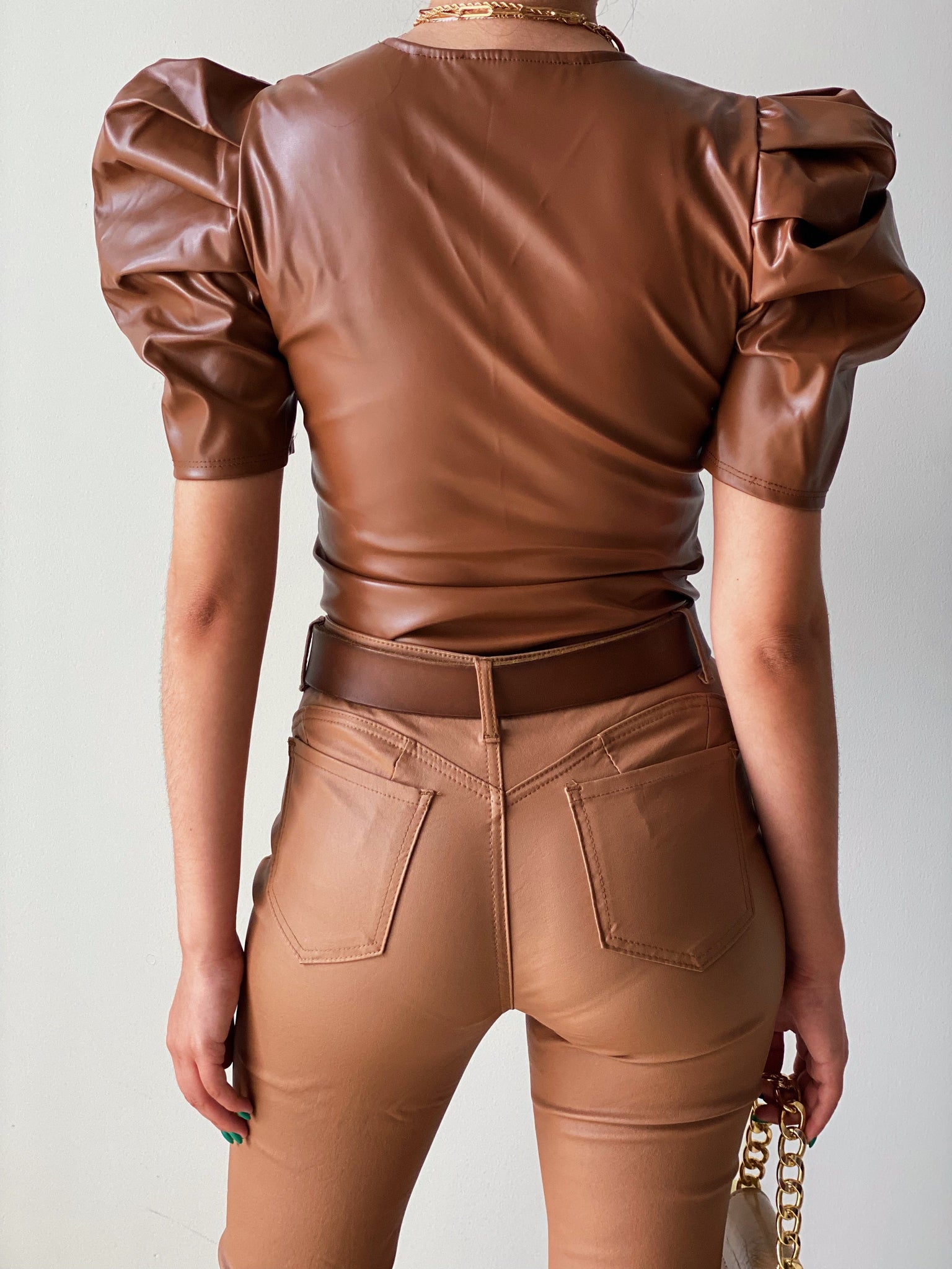 A la Mode Faux Leather Top