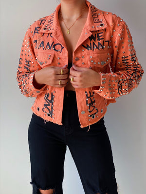 Rock of Ages Jean Jacket in Orange