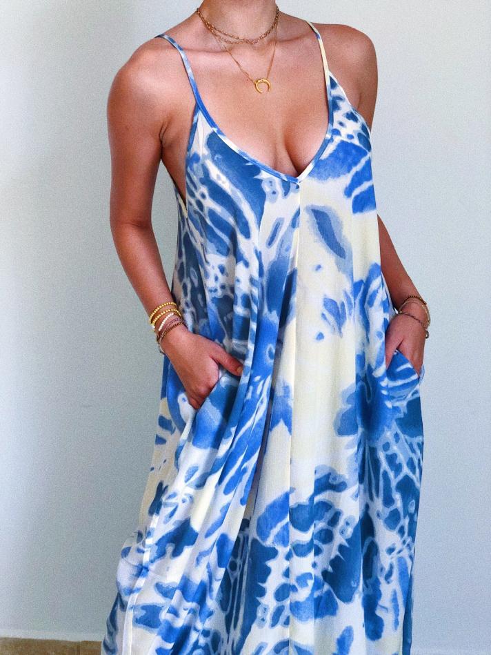 Blue Swirl Maxi Dress