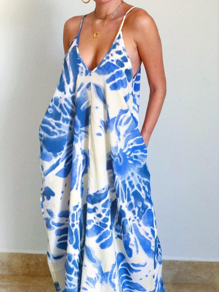 Blue Swirl Maxi Dress